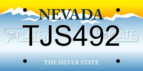 TJS492 Nevada License Plate