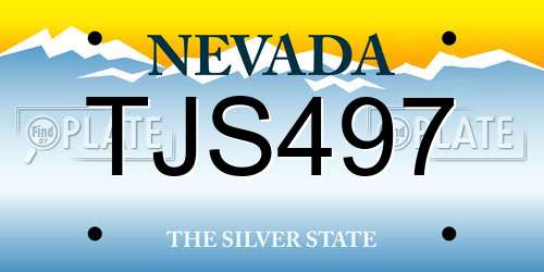 TJS497 Nevada License Plate