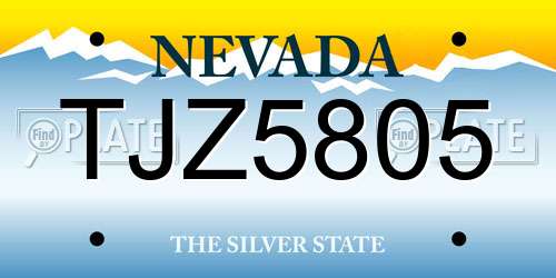 TJZ5805 Nevada License Plate