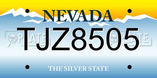 TJZ8505 Nevada License Plate