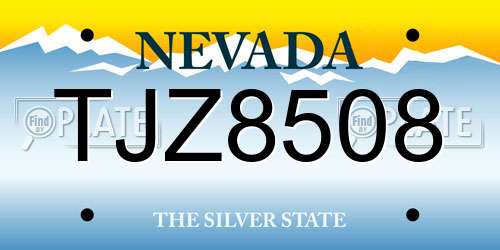TJZ8508 Nevada License Plate