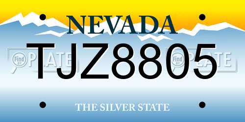 TJZ8805 Nevada License Plate