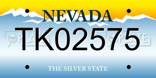 TK02575 Nevada License Plate