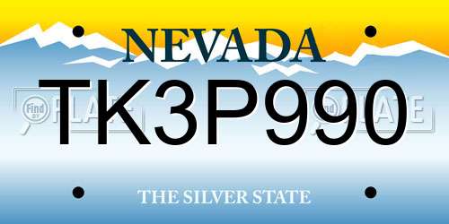 TK3P990 Nevada License Plate