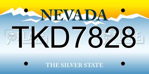 TKD7828 Nevada License Plate