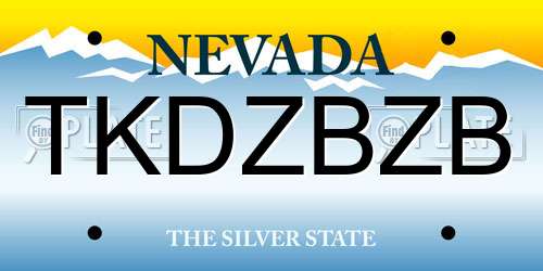 TKDZBZB Nevada License Plate