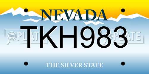 TKH983 Nevada License Plate