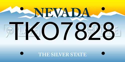 TKO7828 Nevada License Plate