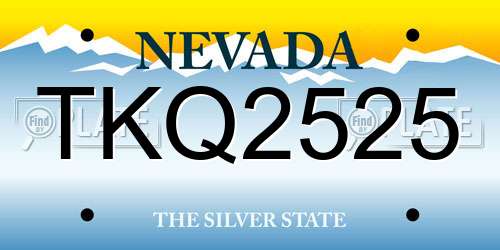 TKQ2525 Nevada License Plate