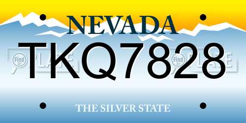 TKQ7828 Nevada License Plate
