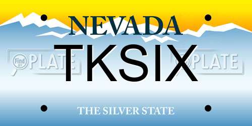 TKSIX Nevada License Plate
