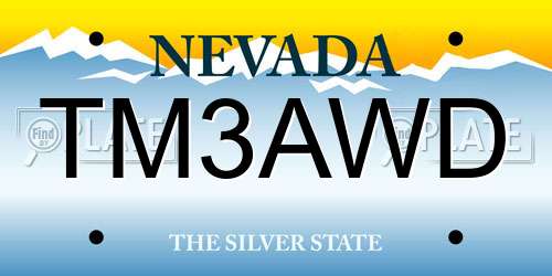 TM3AWD Nevada License Plate