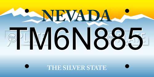 TM6N885 Nevada License Plate