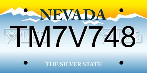 TM7V748 Nevada License Plate