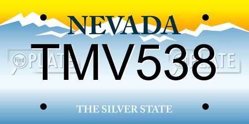 TMV538 Nevada License Plate