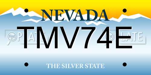 TMV74E Nevada License Plate