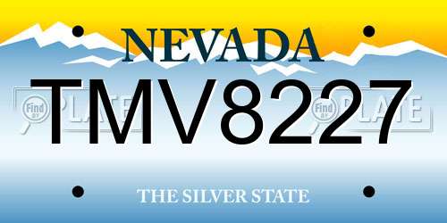 TMV8227 Nevada License Plate