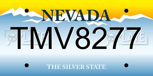 TMV8277 Nevada License Plate