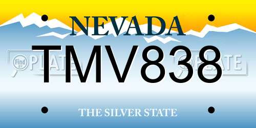 TMV838 Nevada License Plate