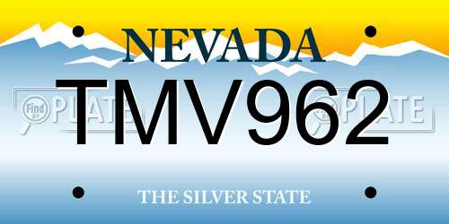 TMV962 Nevada License Plate