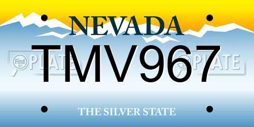 TMV967 Nevada License Plate