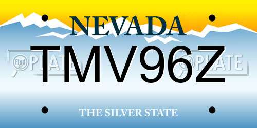 TMV96Z Nevada License Plate