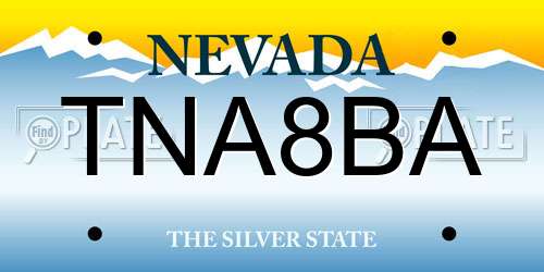 TNA8BA Nevada License Plate