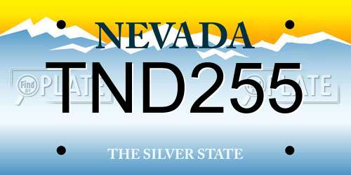 TND255 Nevada License Plate
