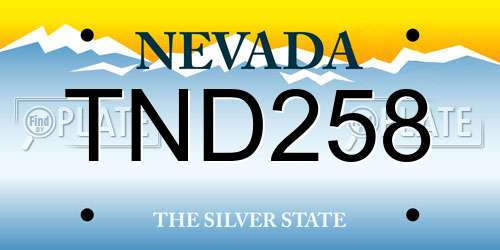 TND258 Nevada License Plate