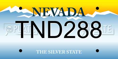 TND288 Nevada License Plate