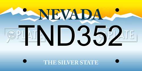 TND352 Nevada License Plate