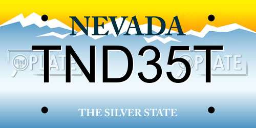TND35T Nevada License Plate