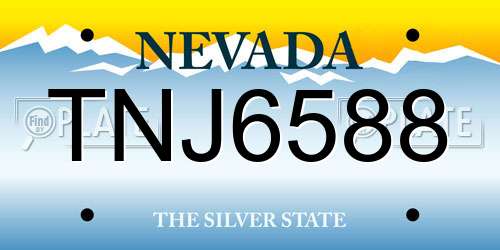 TNJ6588 Nevada License Plate