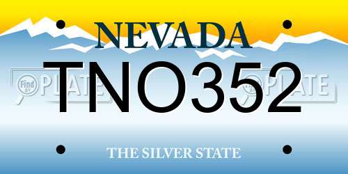 TNO352 Nevada License Plate