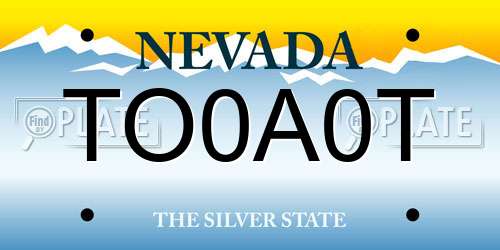 TO0A0T Nevada License Plate