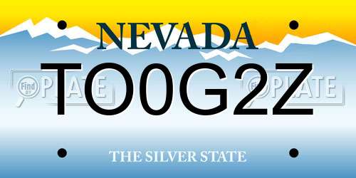 TO0G2Z Nevada License Plate
