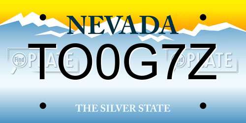 TO0G7Z Nevada License Plate