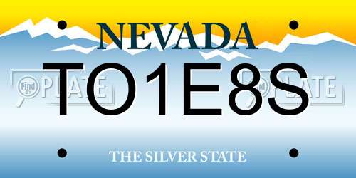 TO1E8S Nevada License Plate