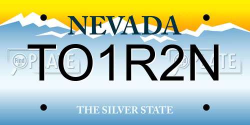 TO1R2N Nevada License Plate
