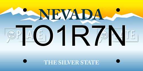 TO1R7N Nevada License Plate