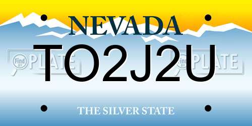 TO2J2U Nevada License Plate