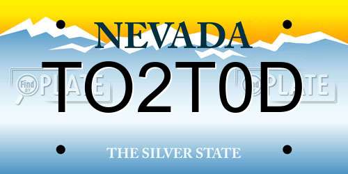 TO2T0D Nevada License Plate