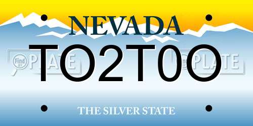 TO2T0O Nevada License Plate