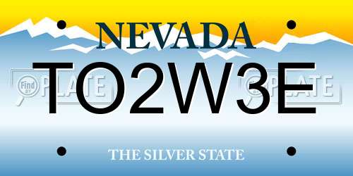 TO2W3E Nevada License Plate