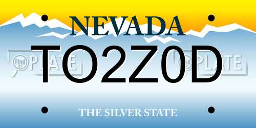 TO2Z0D Nevada License Plate