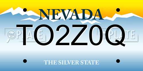 TO2Z0Q Nevada License Plate