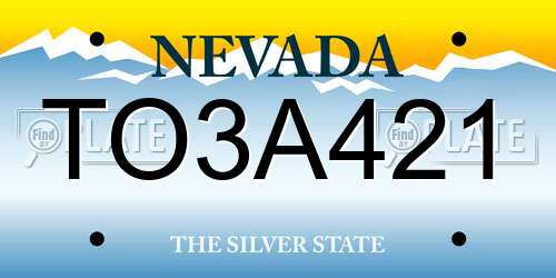 TO3A421 Nevada License Plate