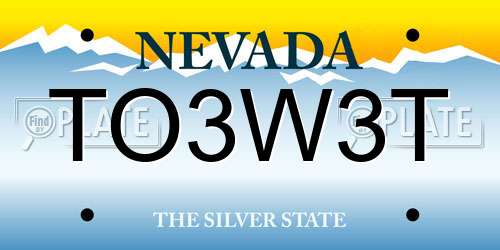 TO3W3T Nevada License Plate