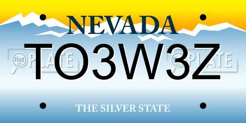 TO3W3Z Nevada License Plate