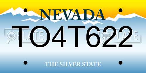 TO4T622 Nevada License Plate